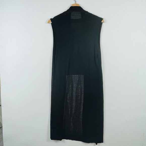 Soft Surroundings Black Mesh Knit Open Cardigan Sweater Vest Womens One Size - Picture 6 of 7